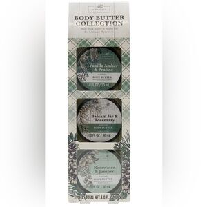 Set of 2 Vanilla Amber & Balsam Fir Rosemary & Rose water Body Butter Set of 3